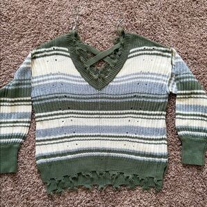 RUE 21 🌹Deconstructed Oversized Striped Sweater Size M
